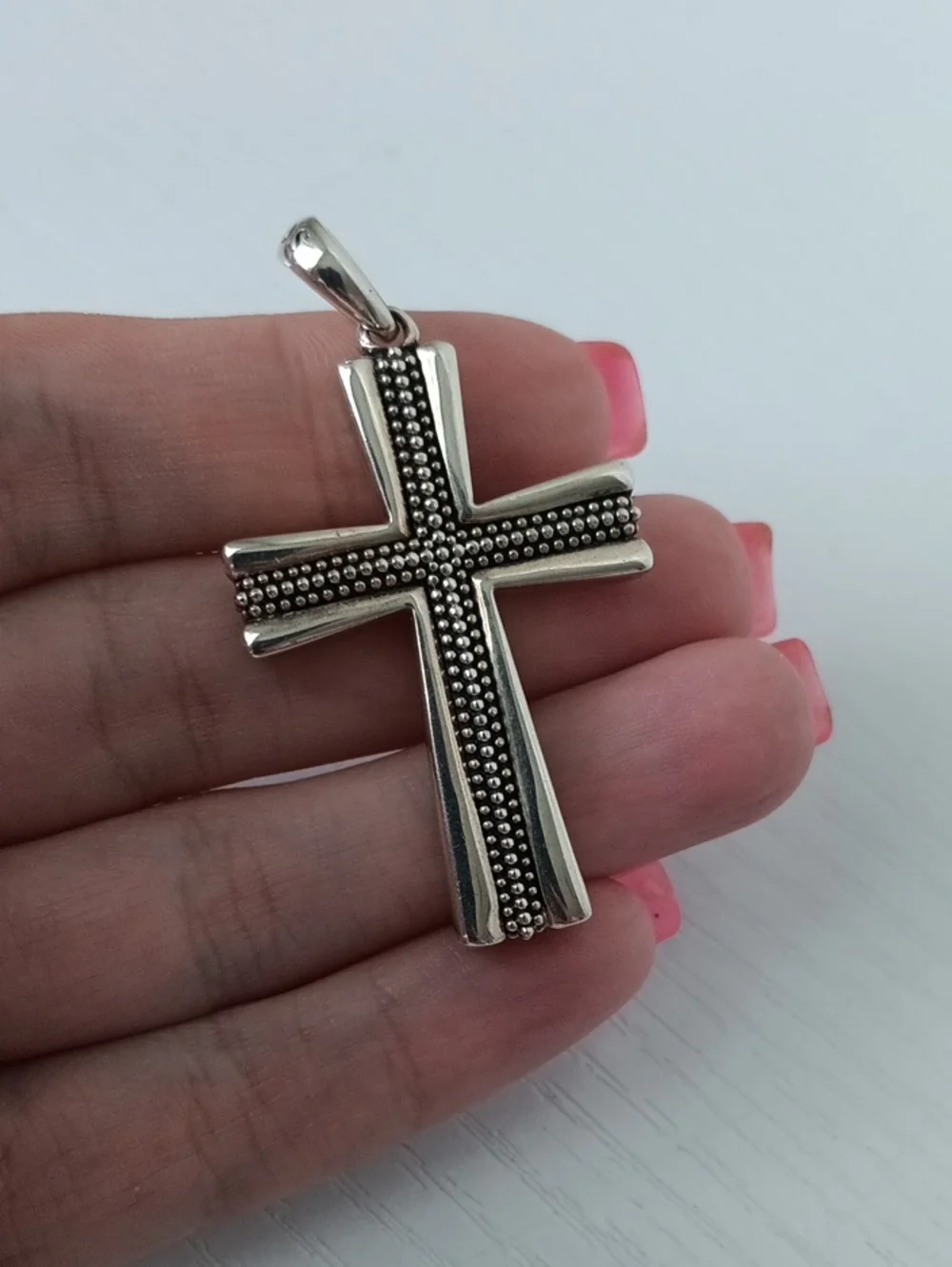 Lagos Anthem Superfine Caviar Beaded Sterling Silver Cross Amulet